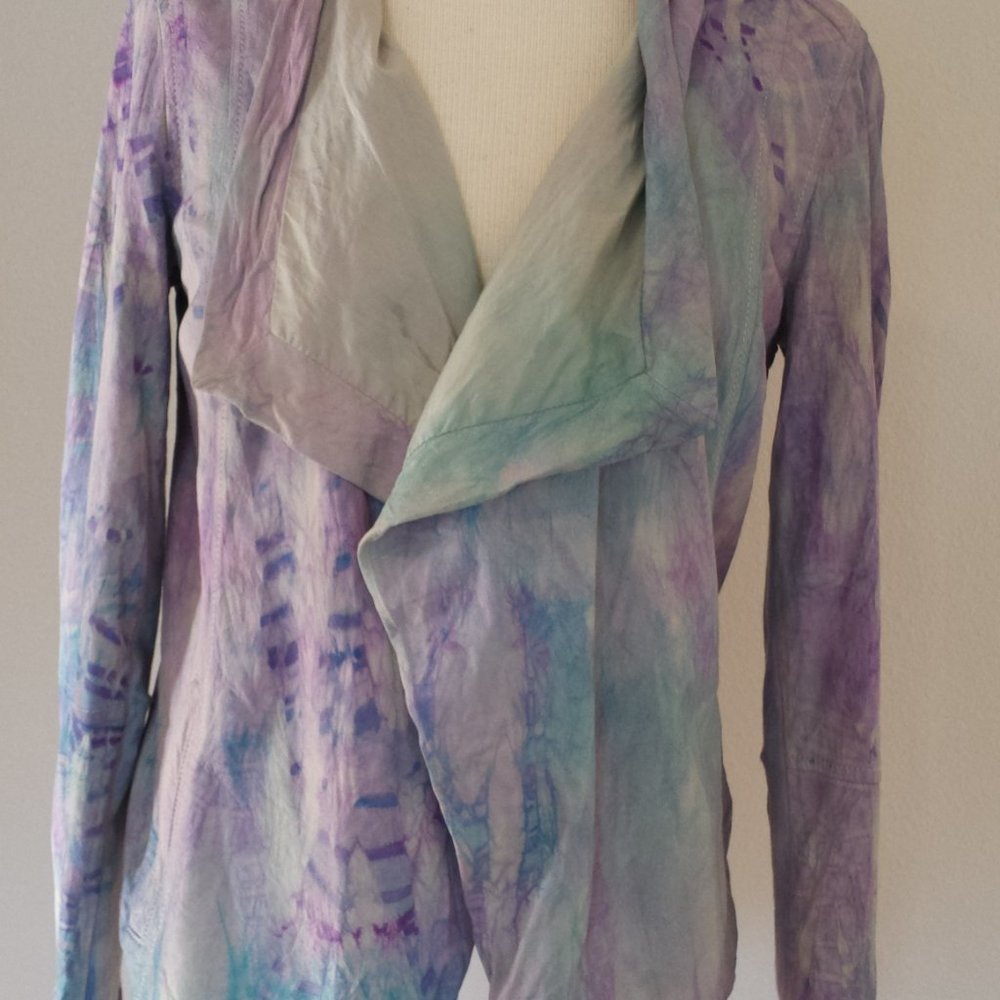 Vince crossover leather jacket pink white blue purple gray ivory 8 10 12 med L